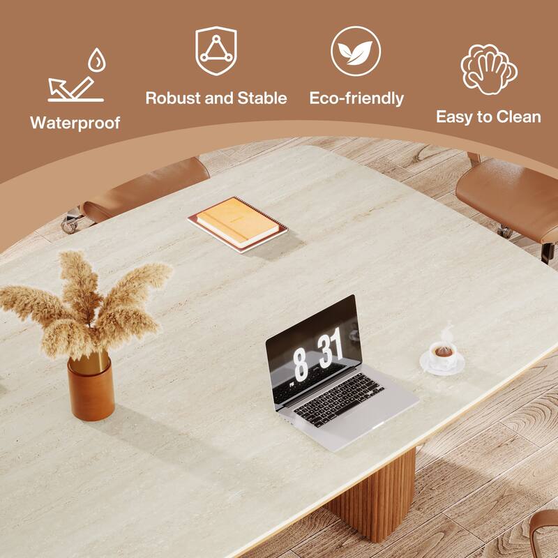 6.56 ft Conference Table, Large Rectangle Meeting Seminar Table