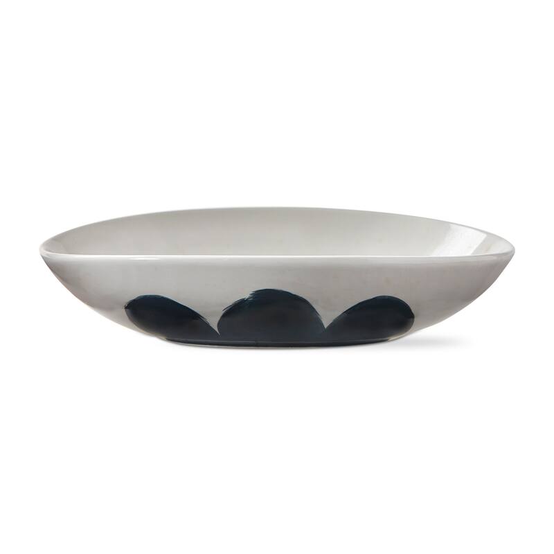 Brushstroke Ceramic Snack Bowl - 20oz, Dishwasher Safe, 9.25" L x 6.7" W x 2.1" H, Blue Multi, Everyday Dining