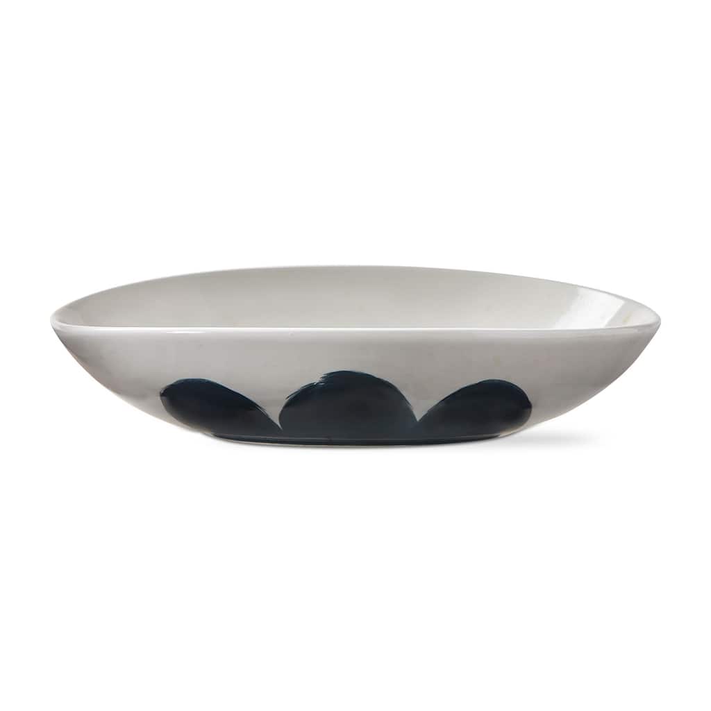 Brushstroke Ceramic Snack Bowl - 20oz, Dishwasher Safe, 9.25" L x 6.7" W x 2.1" H, Blue Multi, Everyday Dining