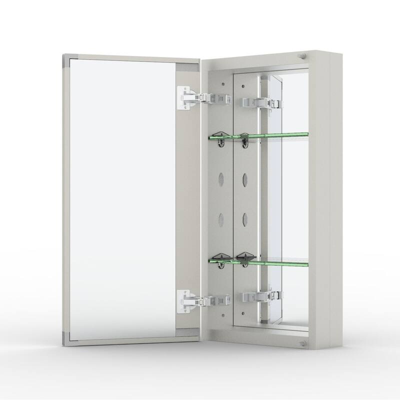 12" x 24" Rectangular Aluminum Surface Mount Medicine Cabinet with Mirror and Shelves