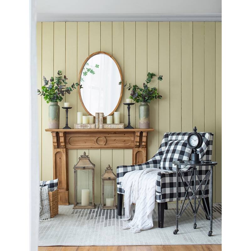 Rustic Style Wooden Oval Wall Mirror - 35.5"