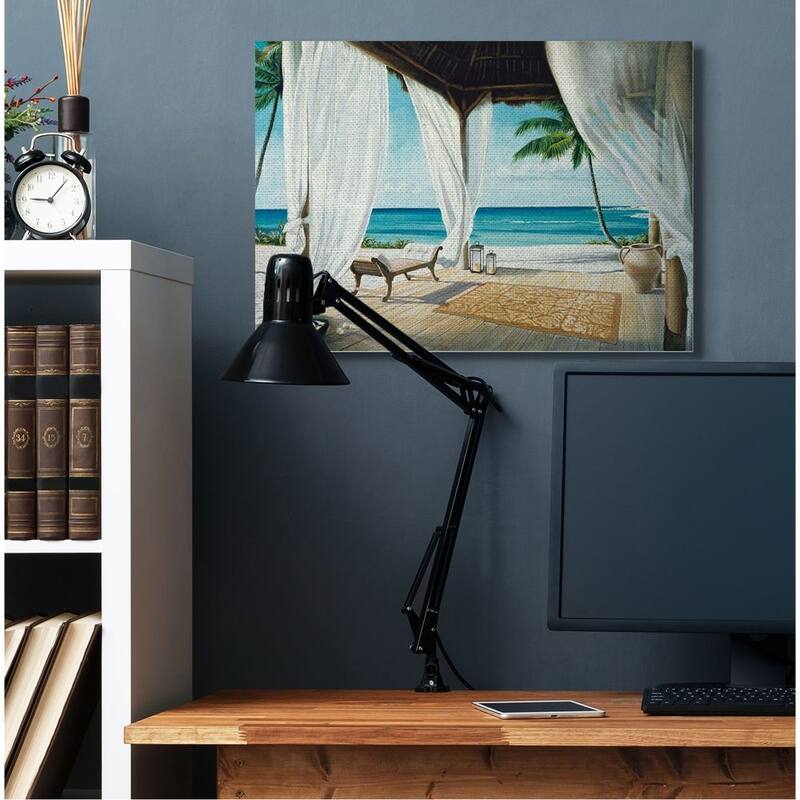 Stupell Beach Resort Ocean Sea Landscape Painting Canvas Wall Art