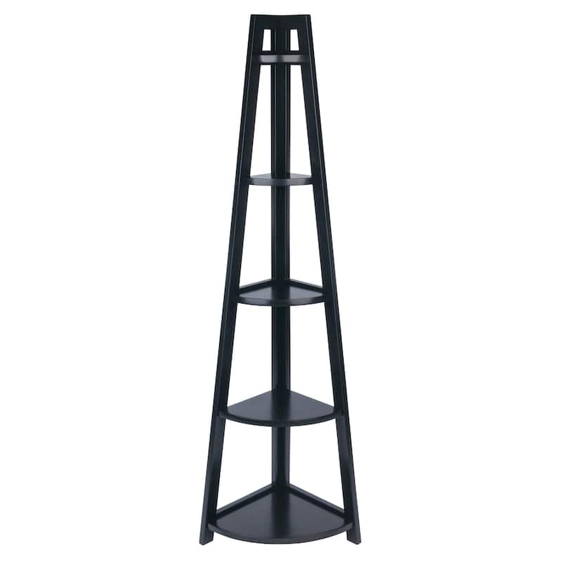 Adam 5-Tier A-Frame Corner Shelf, Black - 18.39 x 12.99 x 58.03 inches
