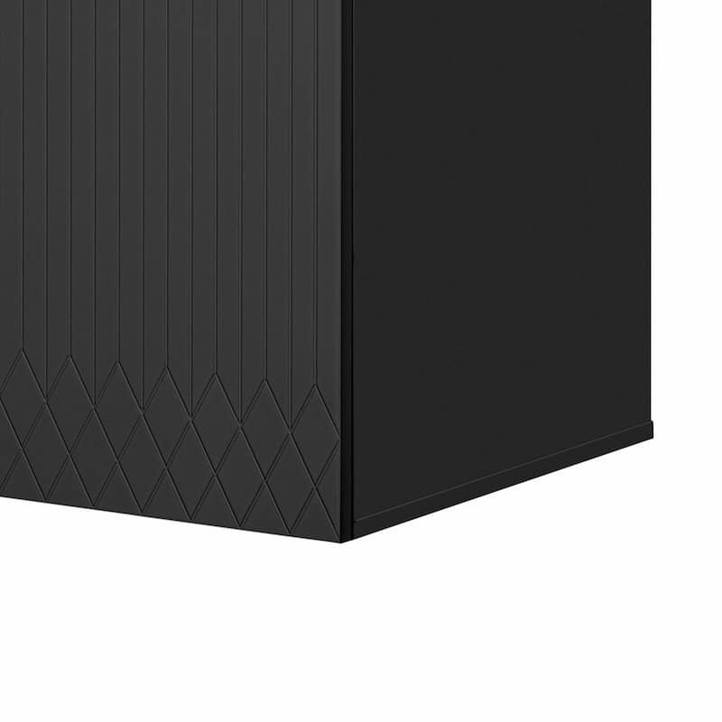 Wall Mounted Bathroom Vanity Floating Storage Cabinet with Ceramic Sink, Geometric Lines Dual Doors and Adjustable Shelf