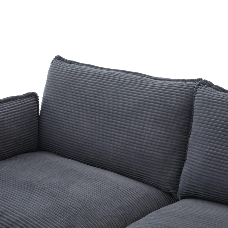 102.95" L-Shaped Corduroy Sectional Sofa with Movable Ottoman