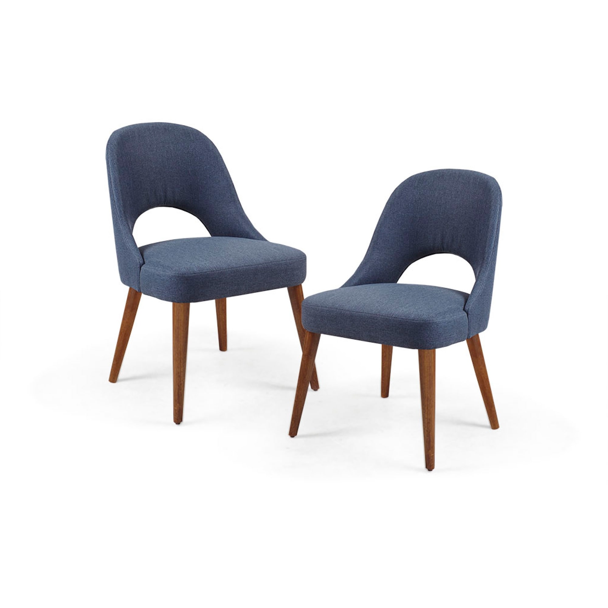 Roomfitters Mid-Century Modern Dining Side Chairs, Upholstered Set of 2 with Solid Wood Legs and Back Cut-Out