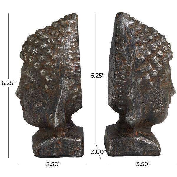 Black Metal Distressed Buddha Decorative Bookends (Set of 2)