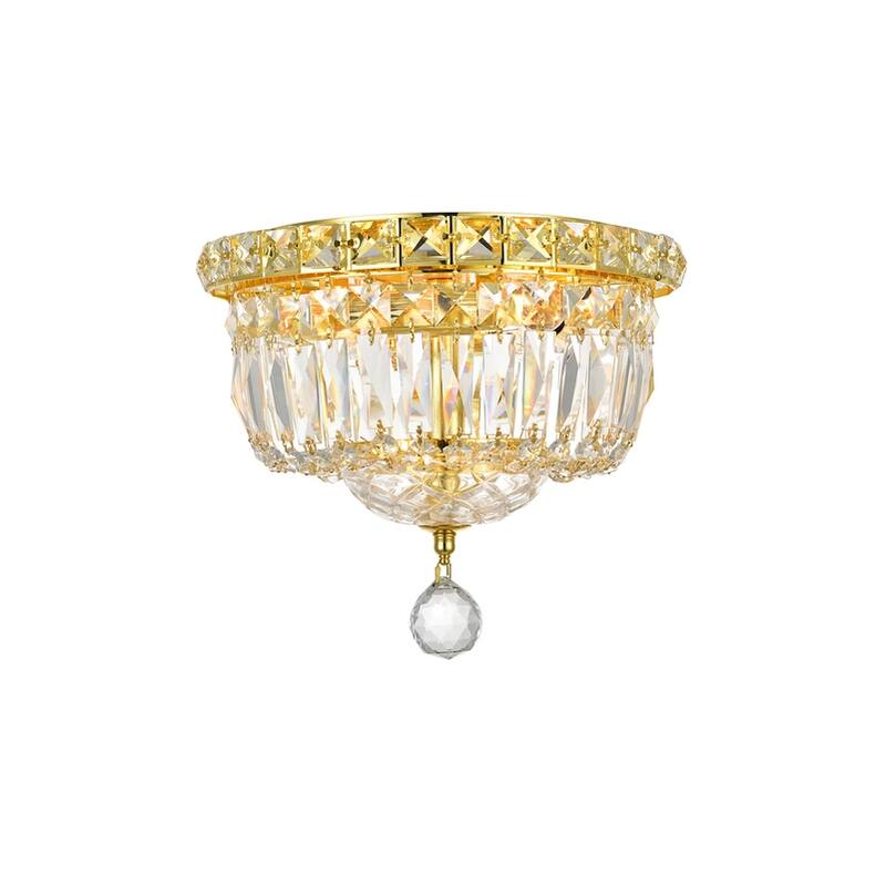 Elegant Lighting Crystal Chandelier Gold Flush Mount Light
