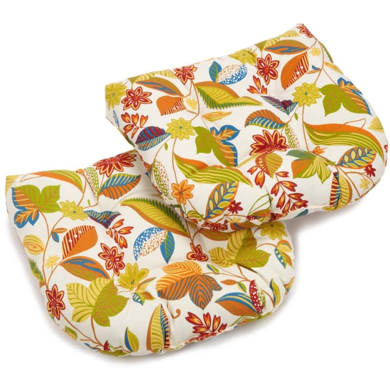 19-inch Rounded Back Indoor/Outdoor Chair Cushions (Set of 2) - 19" x 19"