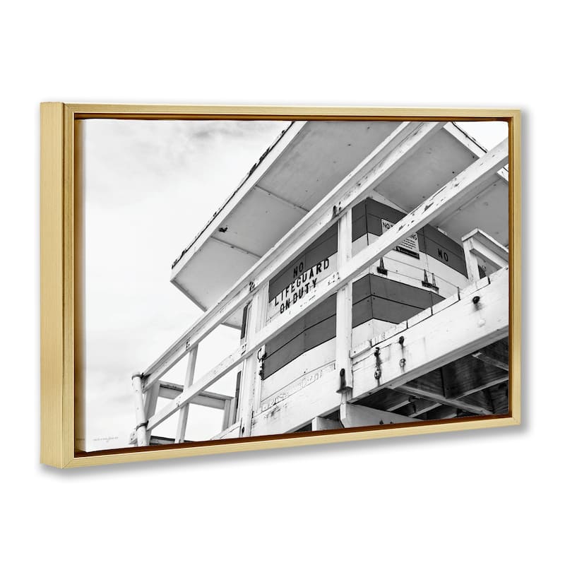 Stupell Lifeguard Building on Beach Framed Floater Canvas Wall Art Design By Seven Trees Design