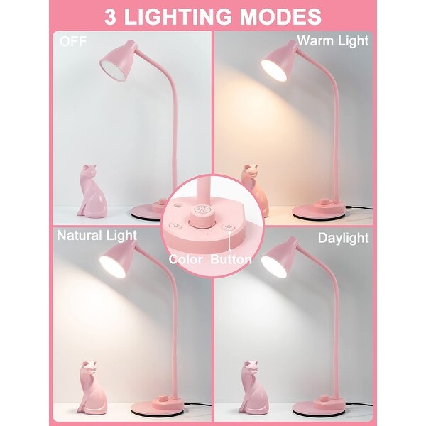 Cute Desk Lamp , Pink Lamp 3 Color Modes Dimmable Reading Lamp