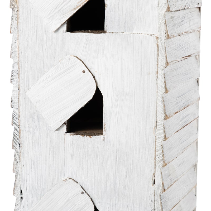 Glitzhome 24.25"H Oversized Washed Blue or White 3-Tiered Solid Wood Villa Decorative Outdoor Garden Birdhouse