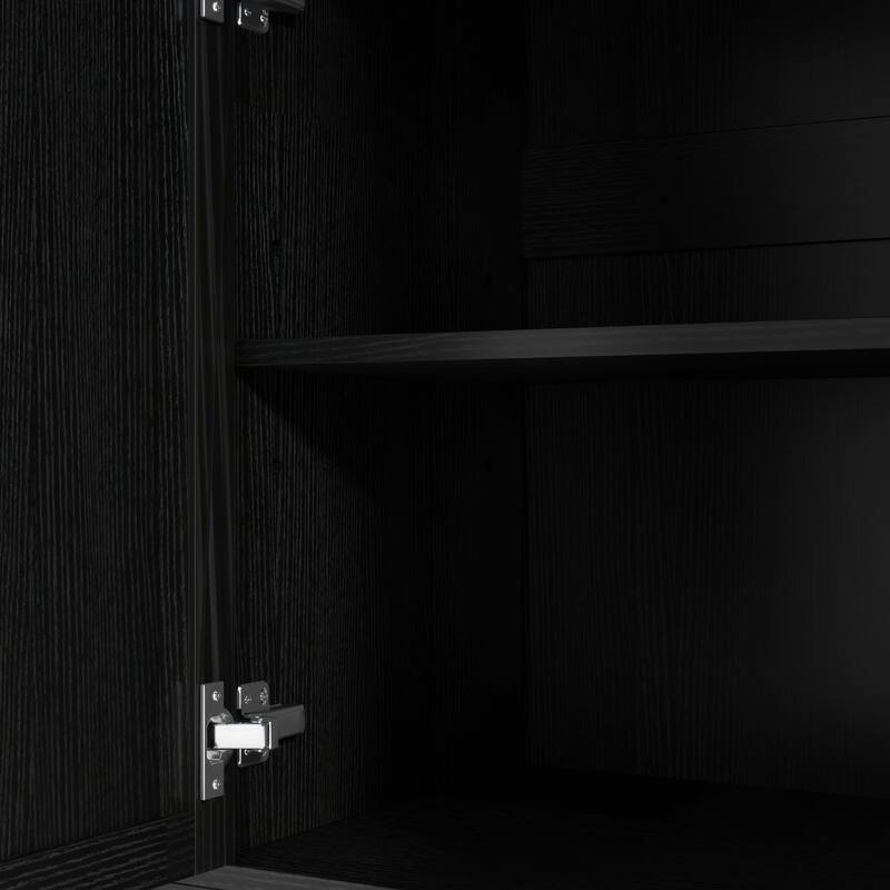 Multi-Functional Storage Sideboard Kitchen Island with Hidden Trash Can and Adjustable Spice Rack