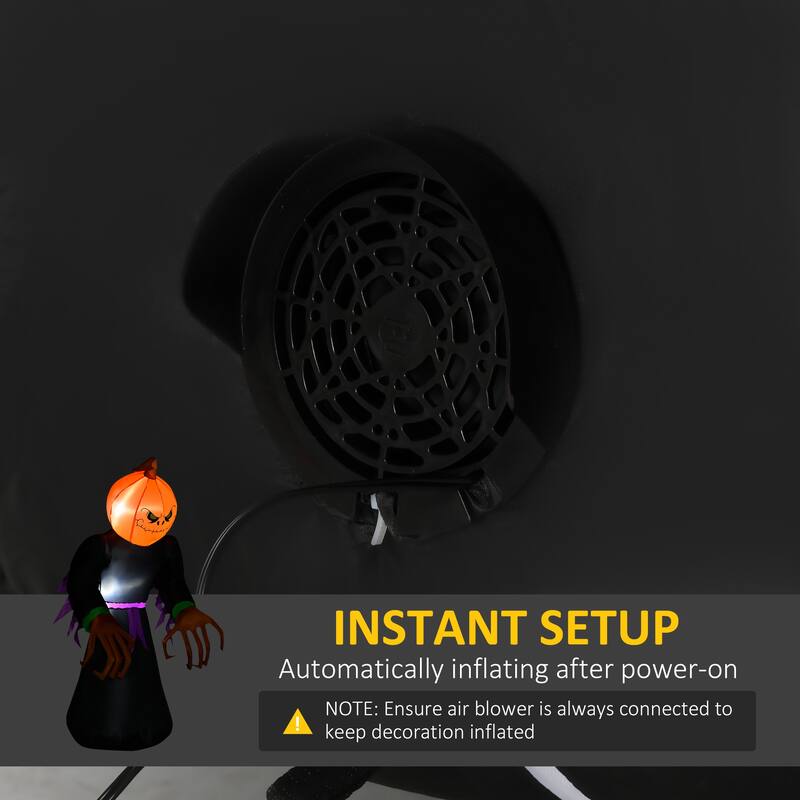 HomCom 7' Scary Tall Light-Up Pumpkin Inflatable Monster Halloween Decoration