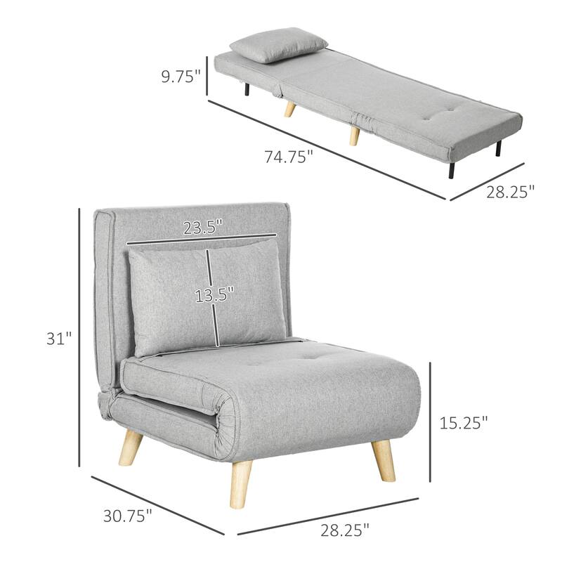 2-in-1 Multi-Functional Sofa Bed, Sleeper Chair with Adjustable Backrest