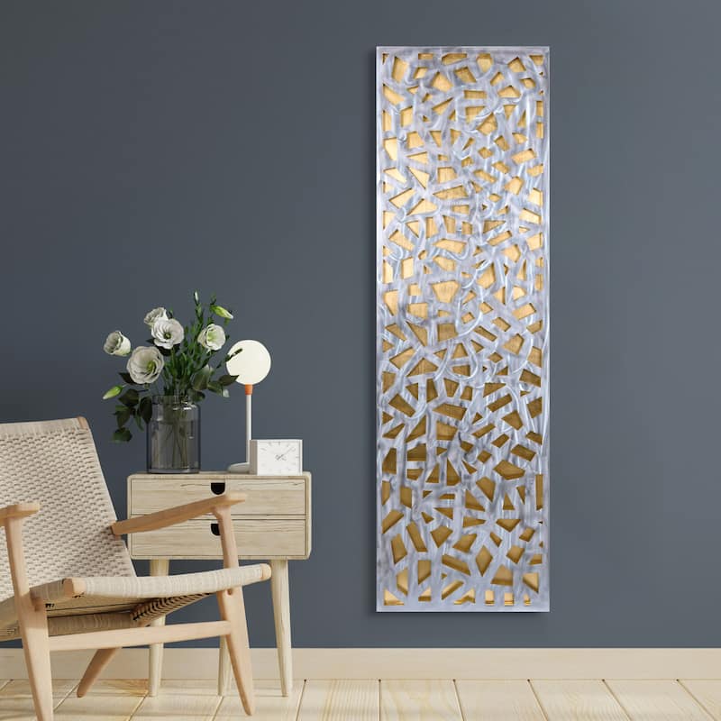Polished Steel Wall Sculpture Abstract Wall Art with Gold/Silver Leaf