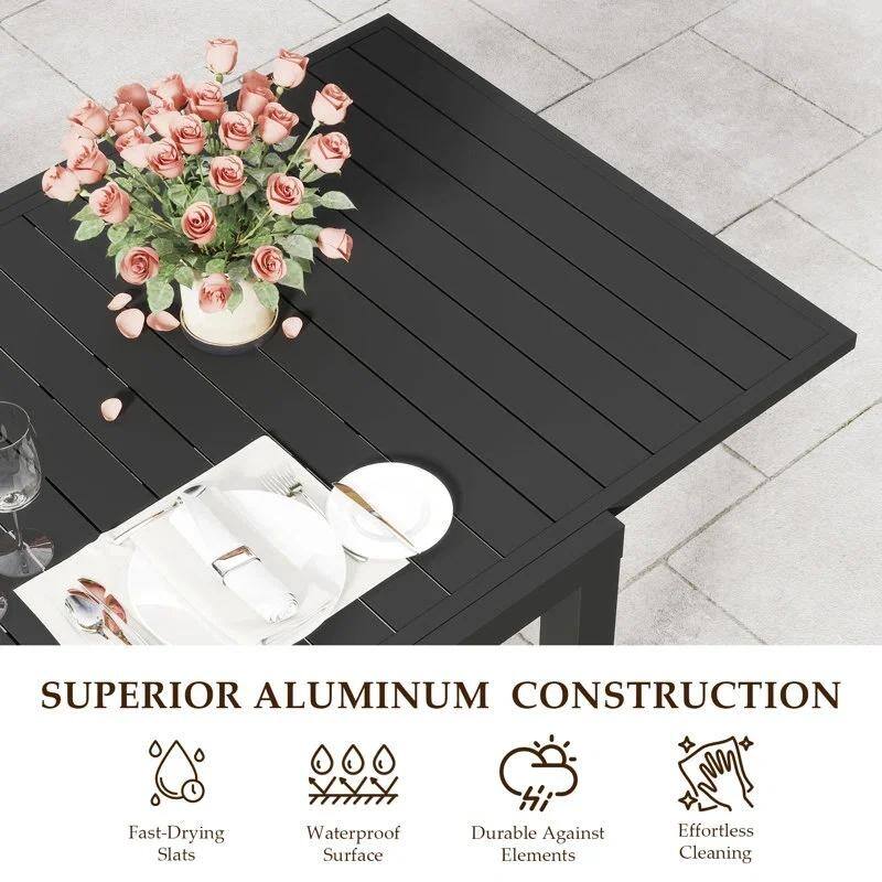 Domioutdoorliving 97.2"L Extendable Aluminum Outdoor Dining Table