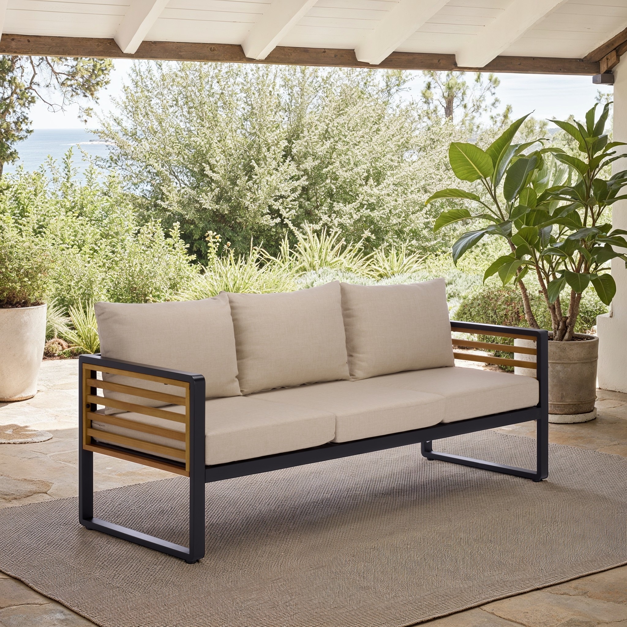 SAFAVIEH Outdoor Patio Furniture Baker 3-Seater Sofa