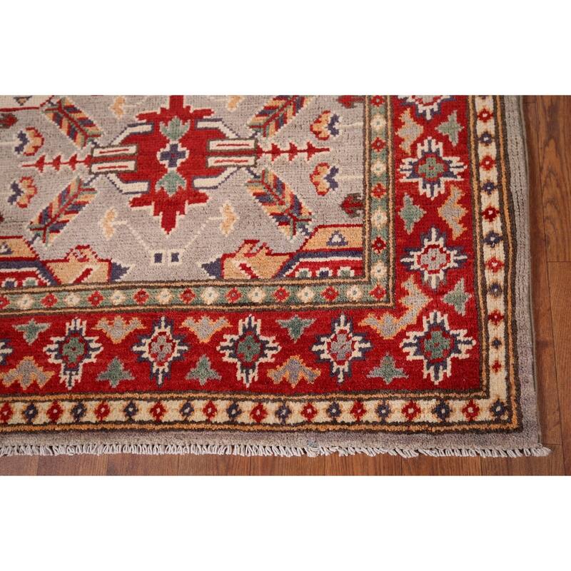 Beige Geometric Kazak Foyer Rug Handmade Wool Carpet - 2'9" x 4'2"