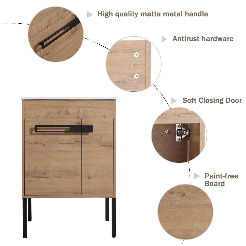 Beingnext 24"/30"/36" Bathroom Vanity with Sink, Freestanding/Floating Bathroom Vanity with Soft Close Door and Adjustable Shelf