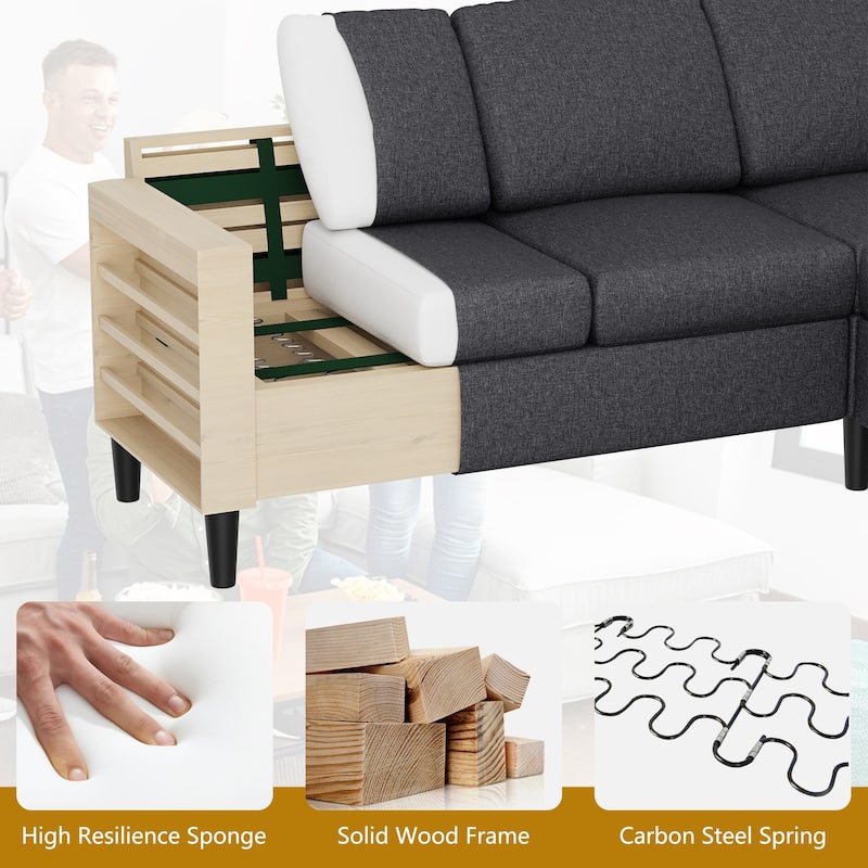 Futzca 74" Convertible Sectional Sofa Couch, Small L-Shaped Sofa