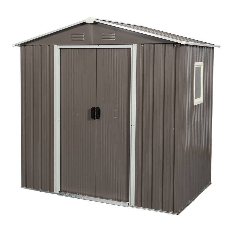 6 ft. W x 5 ft. D Gray Metal Storage Shed with Window and Lockable Door (30 sq. ft.)