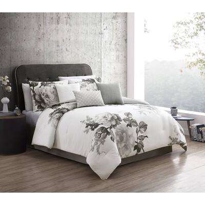 Black 7 pc Queen Bedding Comforter Set All-season Reversible Bed in a Bag