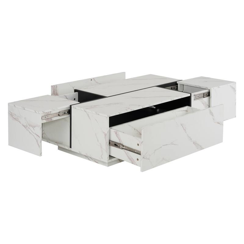 47.2" MDF Coffee Table with Sliding Top and Hidden Storage for Living Room