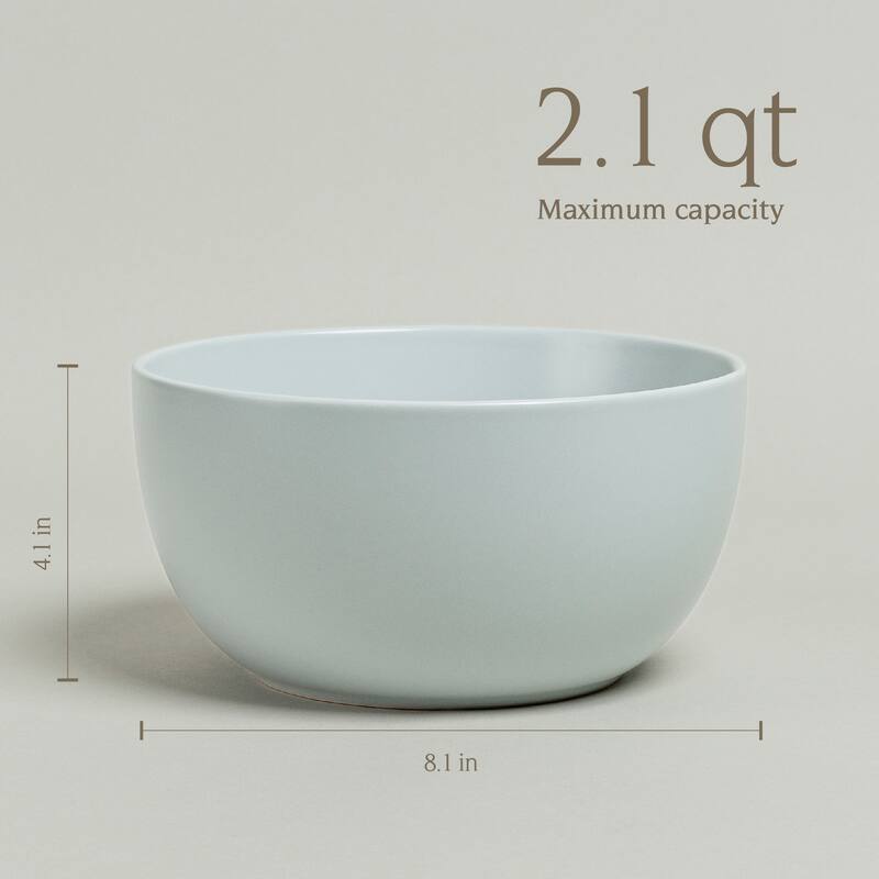 over&back Coupe Semi-Matte Stoneware Tall Serving Bowl, 2.3qt