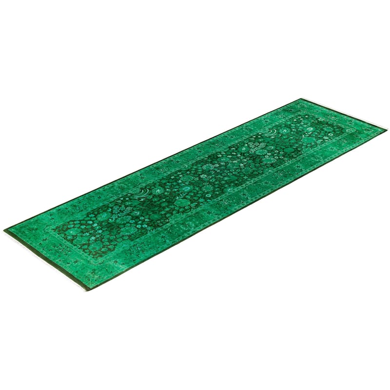 Contemporary Overdyed Wool Hand Knotted Runner - 2' 7" x 8' 10"