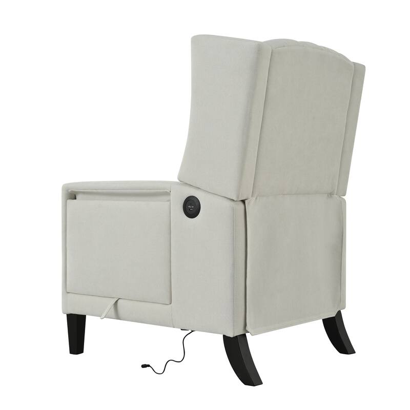 Pushback Recliner with Foldable Side Table & USB Ports