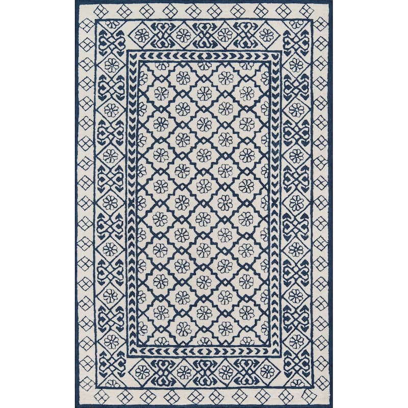 Momeni Newport Hand Tufted Wool Contemporary Geometric Area Rug - 5' x 8' - Blue - Runner/Rectangle