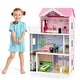 preview thumbnail 1 of 8, Gymax Kids Wooden Dollhouse with Working Elevator & Rotatable Pink