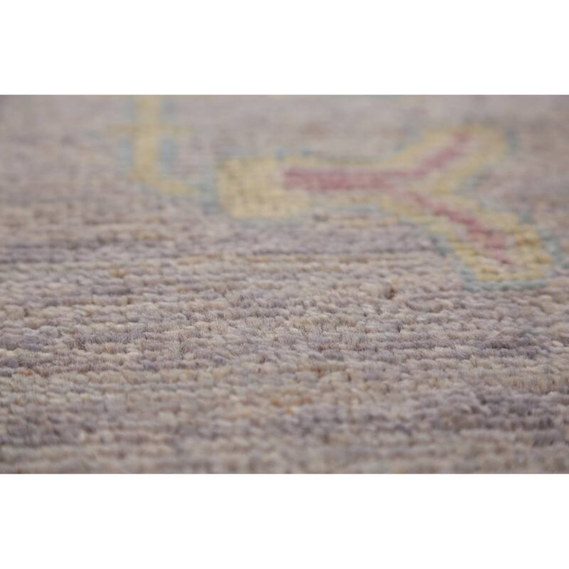 Hand Knotted Oriental 100% Wool Carpet Transitional All-Over Purples Oushak Area Rug - 9' 10'' X 8' 1''