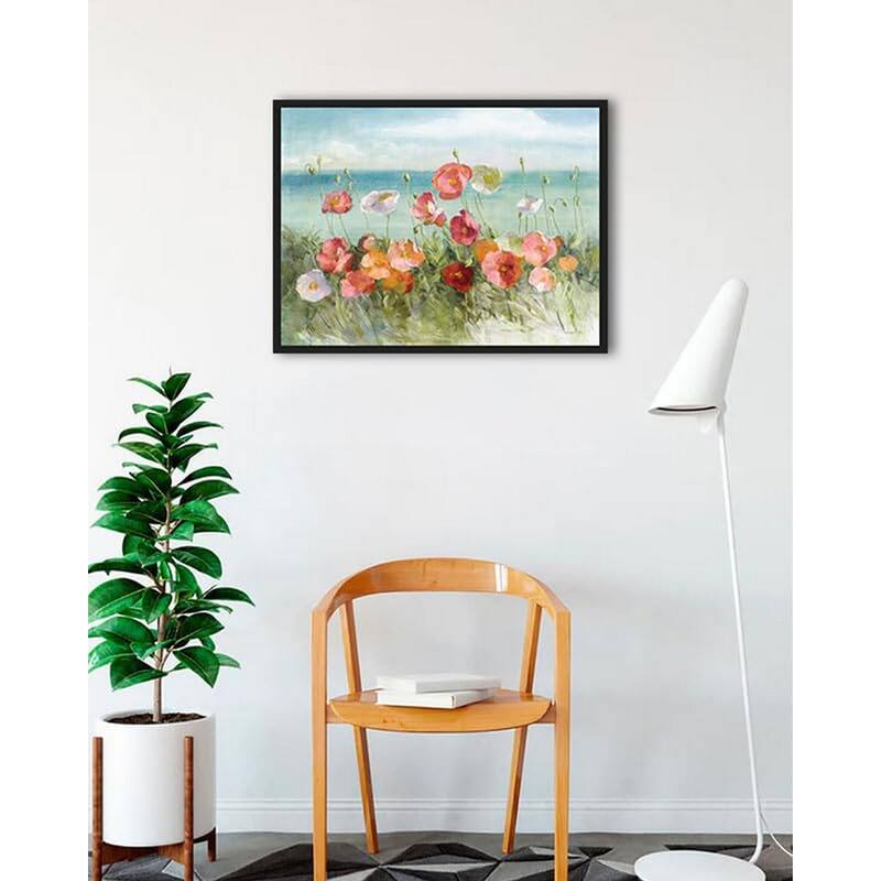 Coastal Poppies Light Framed Poster - 24 x 36 Inch - Black