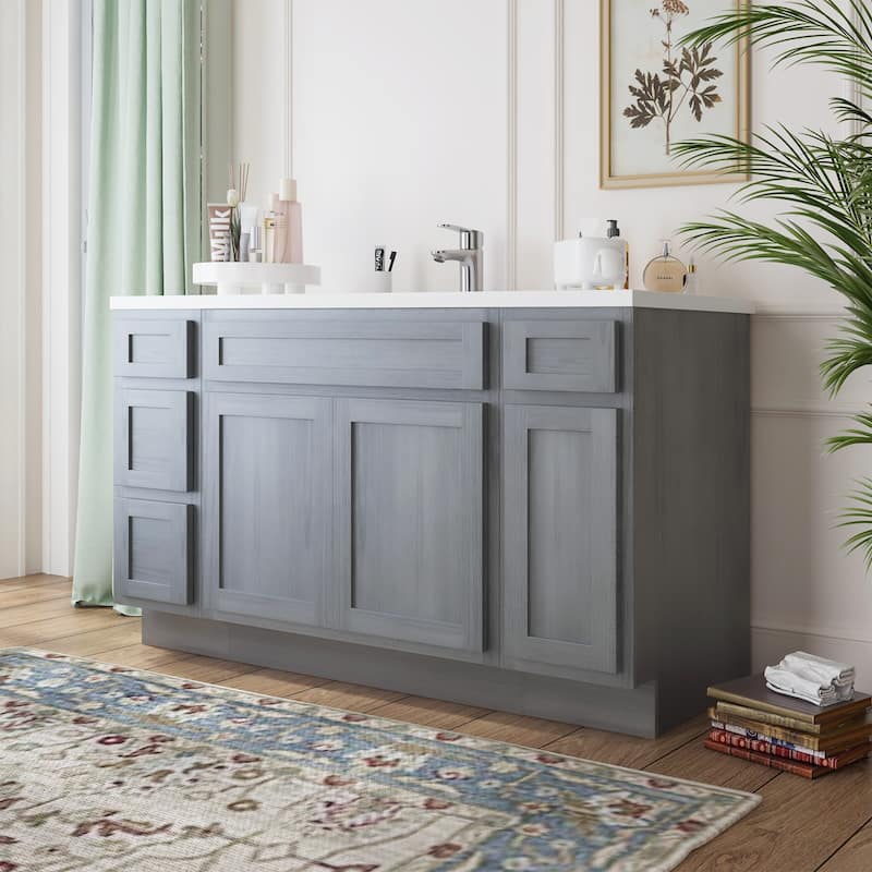 Vanity Art 54" Oak Freestanding Bathroom Vanity Cabinet without Top