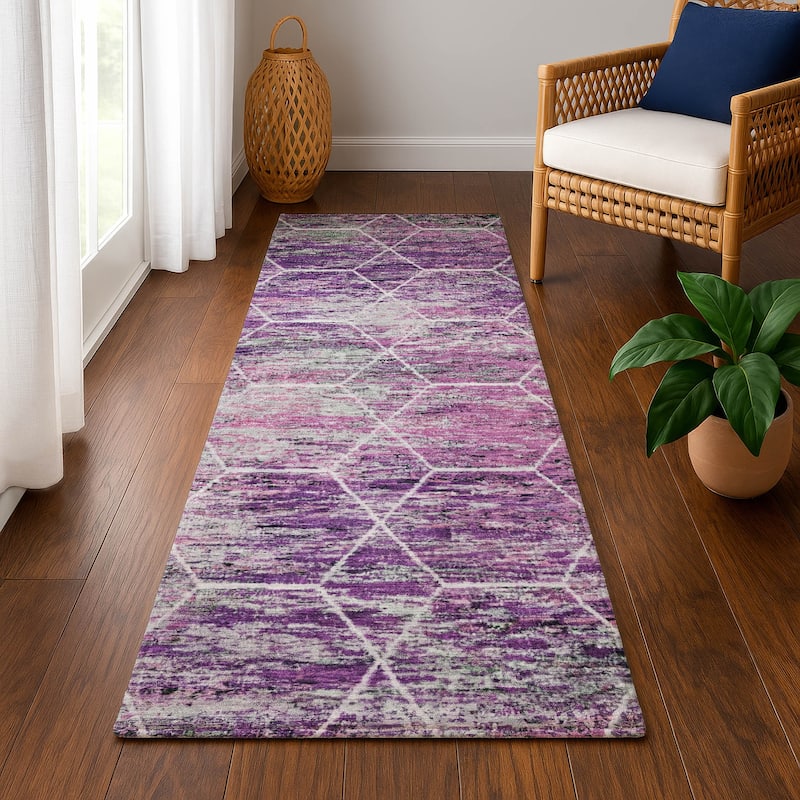 Premium Washable Super Soft Geo Abstract Mayfield Rug - Purple - 2'3" x 7'6"