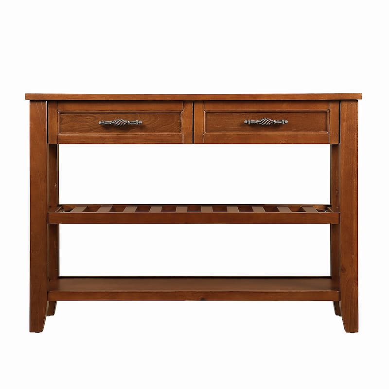 Console Sofa Table with 2 Storage Drawers and 2 Tiers Shelves