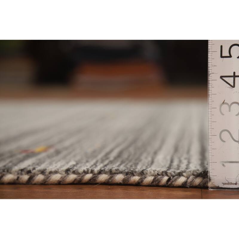 Hand Knotted Oriental 100% Wool Carpet Tribal Tribal Greys & Charcoal Gabbeh Area Rug - 7' 8'' X 5' 0''