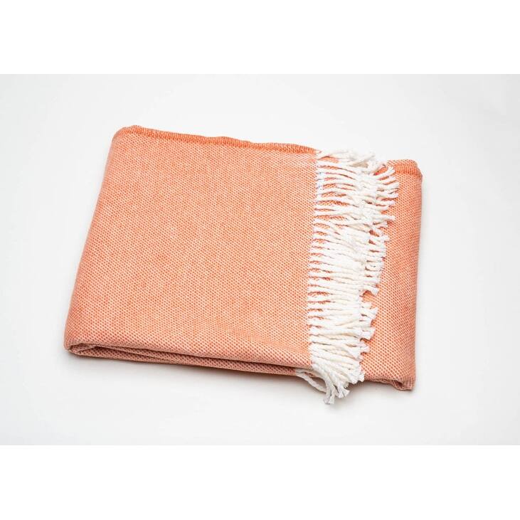 Coral Mini Dot Fringed Throw Blanket