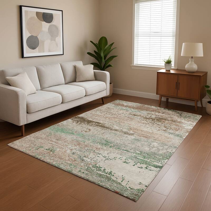 Premium Washable Super Soft Abstract Modern Mayfield Rug - Khaki - 3' x 5'