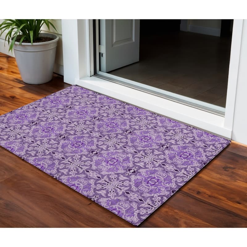 HomeRoots Medallion Transitional Rectangle Outdoor Rug - 3' x 5'