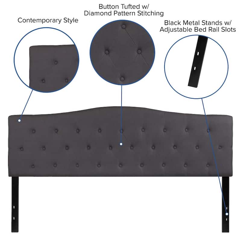 Arched Button Tufted Upholstered Headboard