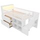preview thumbnail 21 of 20, Wooden Loft Bed with Hanging Rod, LED, Bookshelf, Stairs, Storage Drawers and Shelves, Twin Size