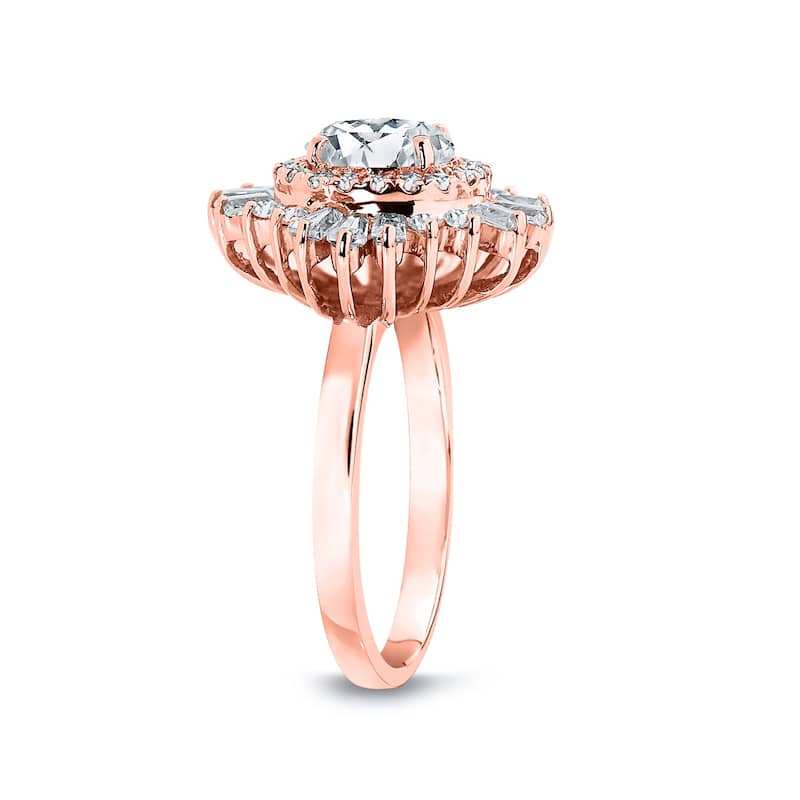 Auriya 14k Gold 1ctw Ballerina Halo Oval Diamond Engagement Ring Certified (G-H, VS1-VS2)