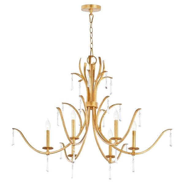 slide 2 of 7, Quorum International 620-6 Majesty 6 Light 38" Wide Taper Candle Gold Leaf