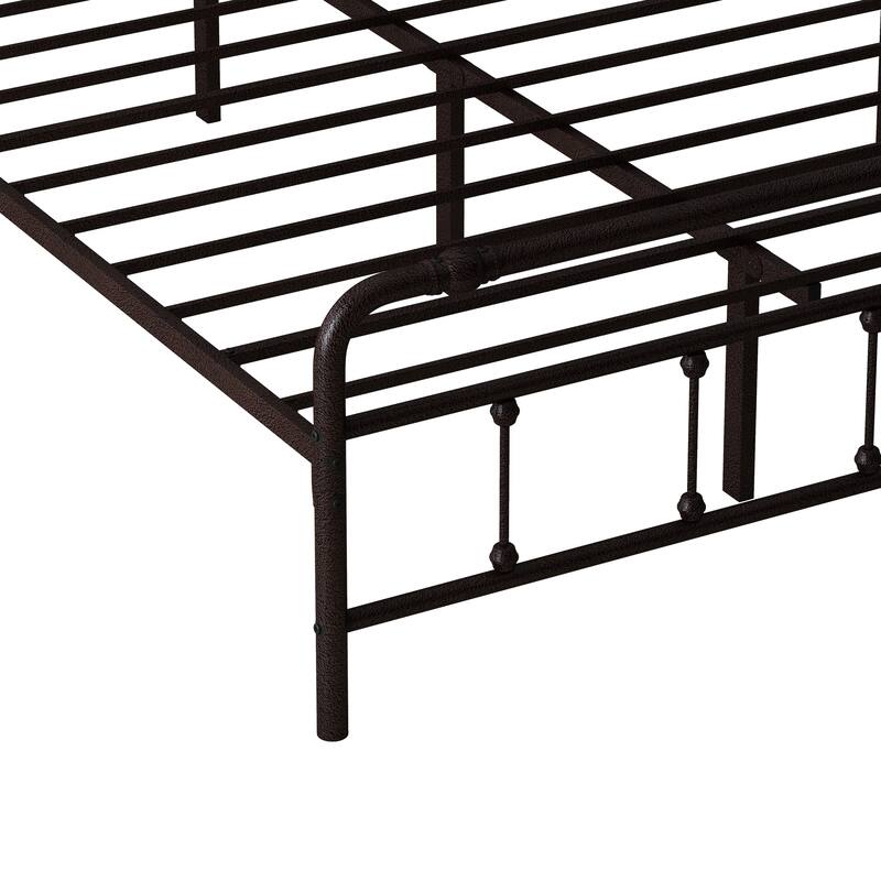 Queen Size Platform Bed Frame with Victorian Style Wrought IronArt