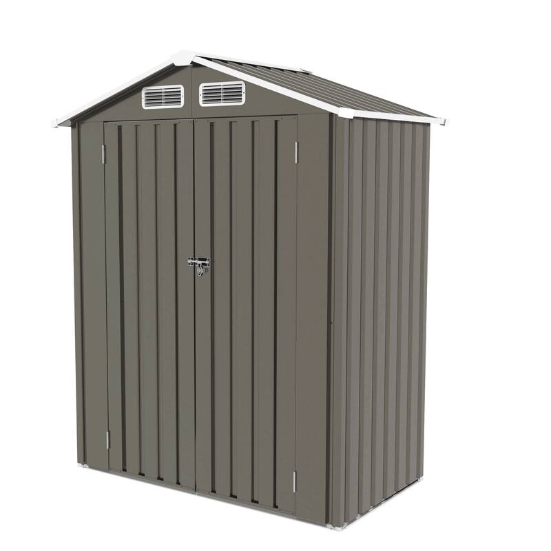 5X3 FT Metal Outdoor Storage Shed, Tool Shed with Pitched RoofWaterproof, Lockable DoorCompact Metal Tool Shed