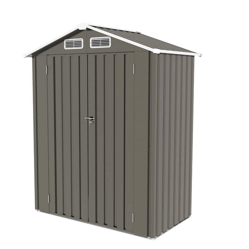 5X3 FT Metal Outdoor Storage Shed with Peaked Roof Waterproof - 5X3FT