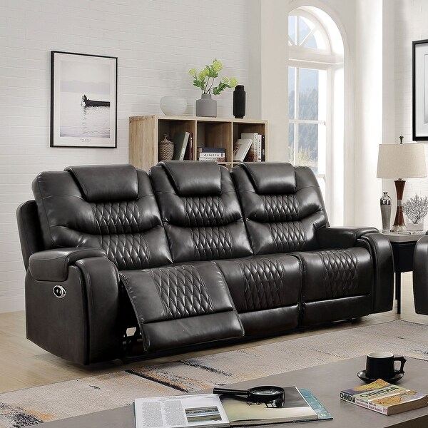 Faux leather deals power reclining sofa
